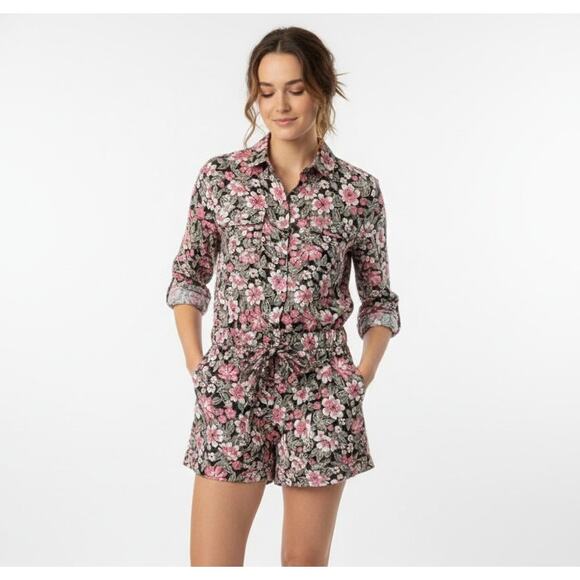 Pants - NWOT Outerknown S.E.A. Suit Shortall in Hawaiian Floral - XS - Linen Blend